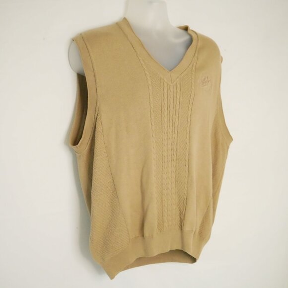 Dr Pepper Sweater Vest Fore Golfwear Cable knit Embroidered XL Tan - Picture 2 of 6
